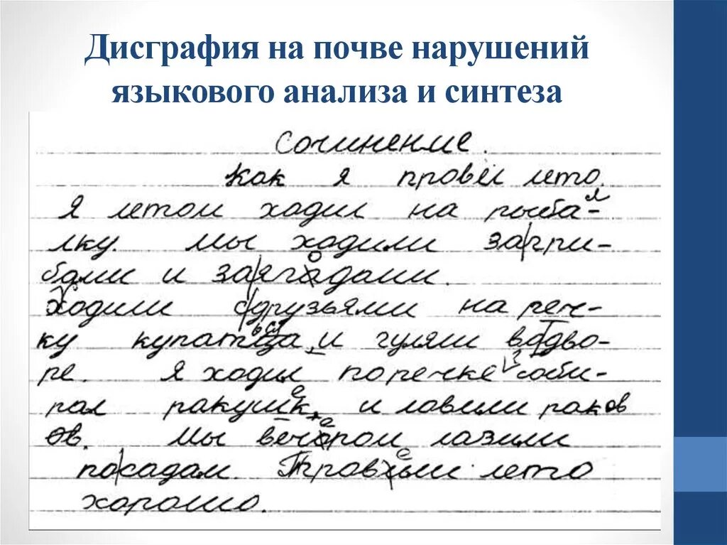 Онр дисграфия. Дисграфии на почве нарушения языкового анализа и синтеза. Артикуляторно-акустическая дисграфия. 3. Дисграфия на почве нарушения языкового анализа и синтеза.. Диаграфия на почве нарушения анализа и синтеза.