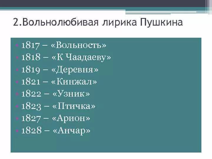 Которая относится лирическому. Основные мотивы вольнолюбивой лирики Пушкина.