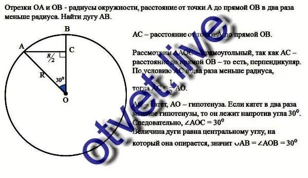 Как найти радиус отрезка. Угол между радиусами окружности. угловая величина дуги окружности. окружность с радиусом оа. отрезок дуги радиуса.