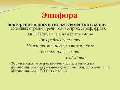 Фигуры речи анафора эпифора