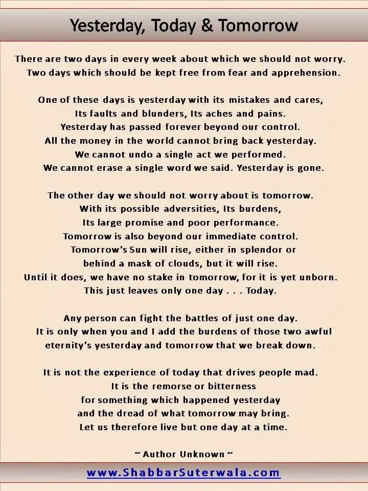 The poem tomorrow. Motivational poem. Poems about Motivations.