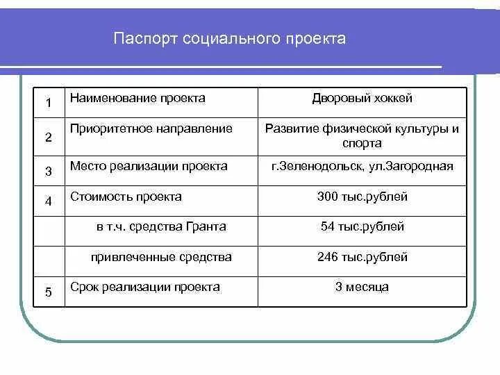 Документы социального проекта