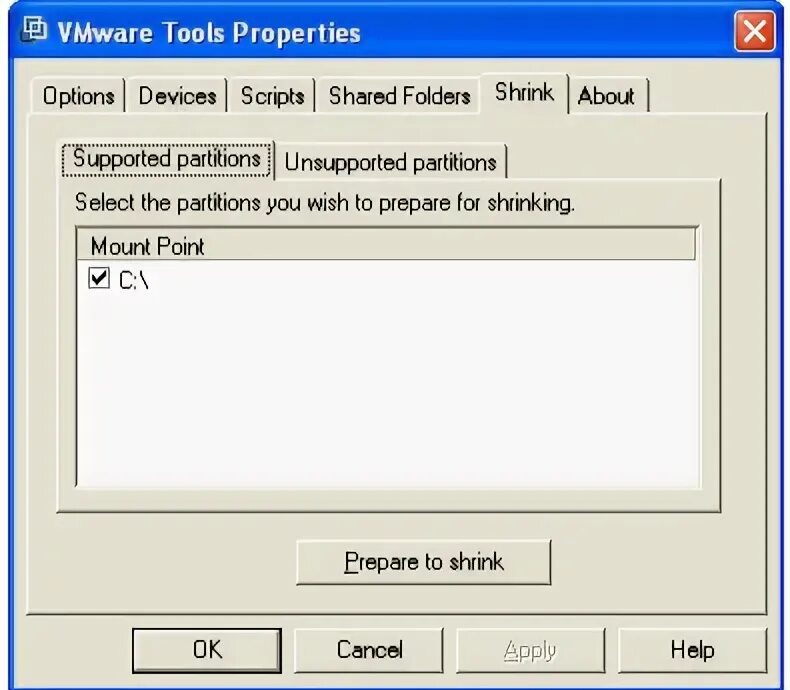 VMWARE Tools. Script device