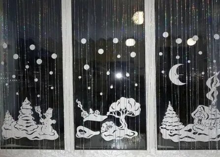 Украшение окон на новый год 2024