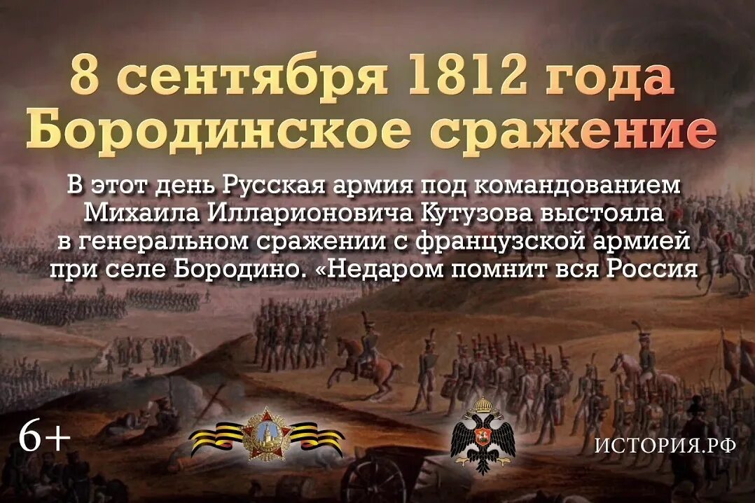 Бородинское сражение 8 сентября 1812. 8 Сентября Бородинское сражение день воинской славы. 8 Сентября – Бородинское сражение в 1812 году.. Памятная Дата 8 сентября Бородинское сражение.