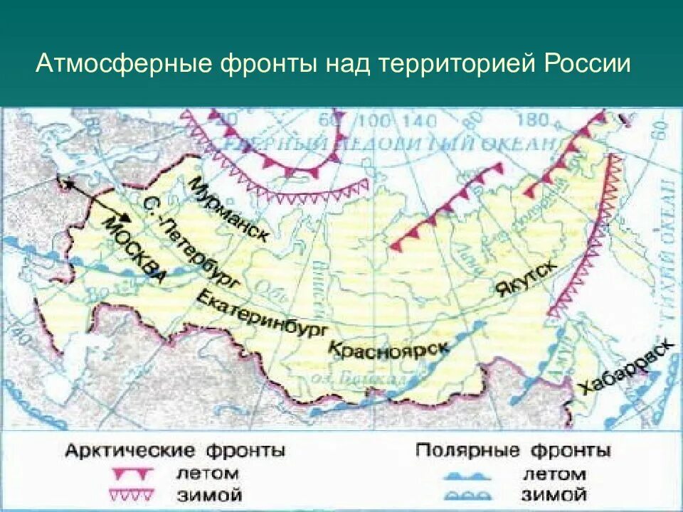 Какие атмосферные фронты. Атмосферные фронты над территорией россии. атмосферный фронт. климатические фронты на территории россии. карта атмосферных фронтов россии.
