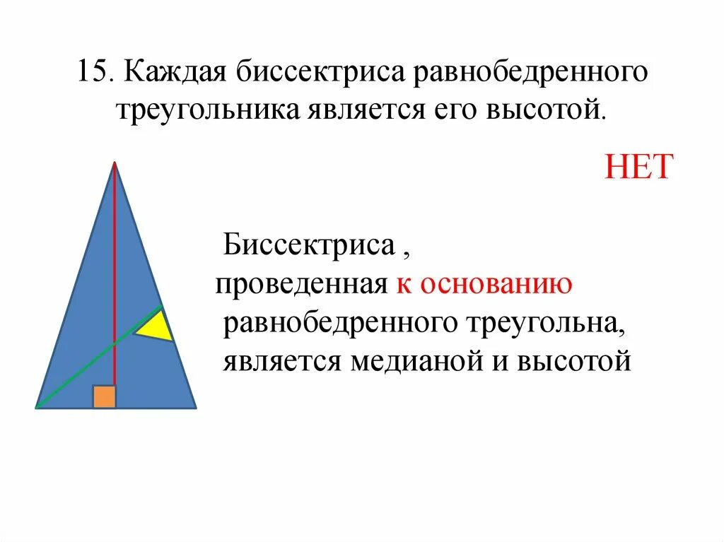 4 любой равнобедренный треугольник является тупоугольным. В равнобедренном треугольнике высота является. Каждая из биссектрис РБ треугольника является высотой. Любая биссектриса равнобедренного треугольника является его Медиано. Треугольник является аварийным режимом.