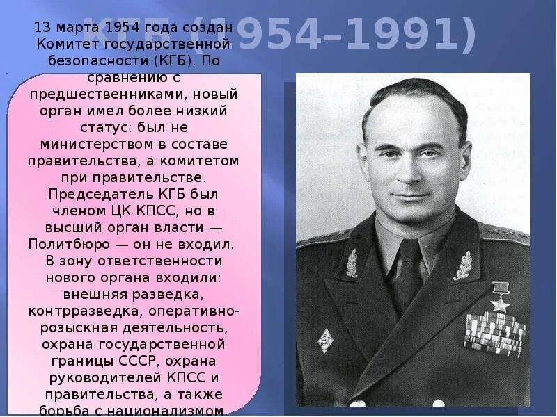 Создатель КГБ СССР. КГБ (1954–1991). КГБ 1954. День образования кгб