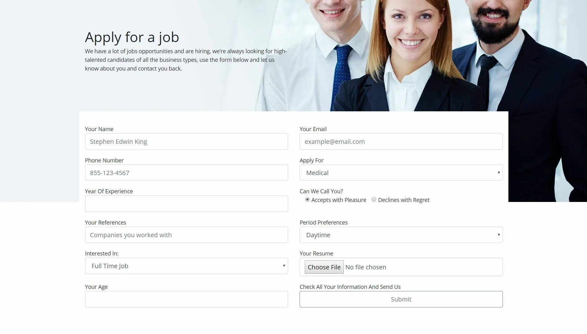 We would like to apply to