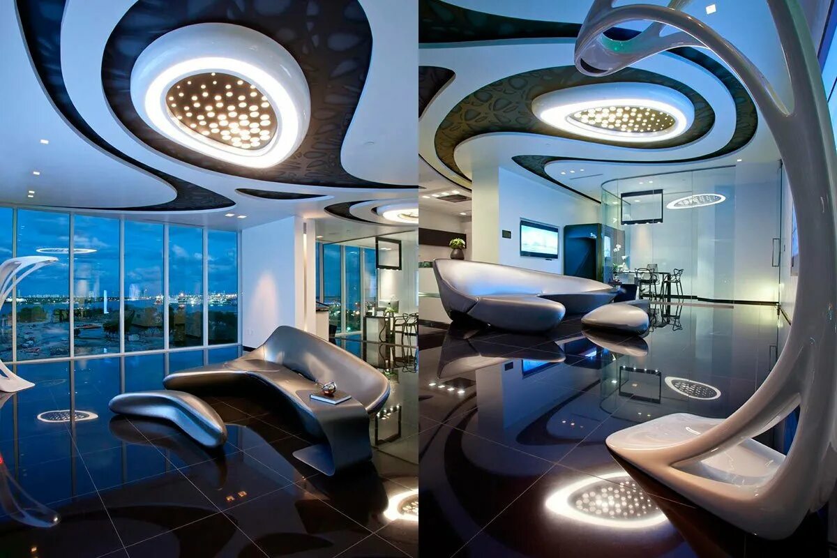 Футуристический стиль в интерьере. Гостиная интерьер. Футуристический интерьер. Благоустройство квартиры студии. Комната будущего.