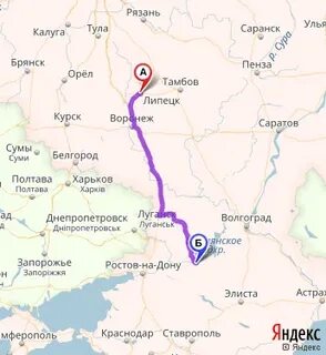 Липецк на карте от москвы сколько