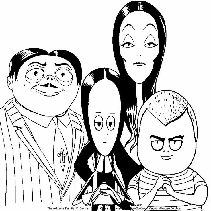 Венсдей раскраска для детей распечатать Addams Family Coloring Pages