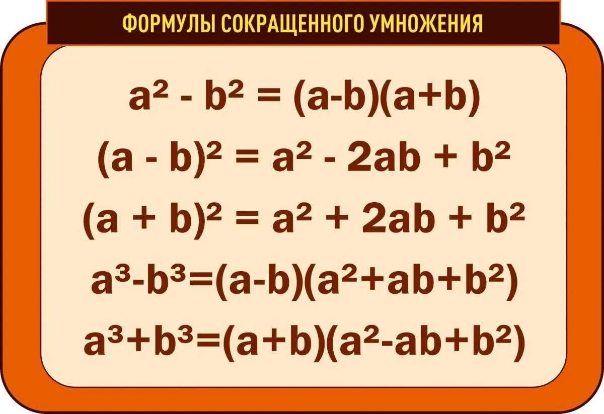 1 формулы сокращенного умножения. Сокращённый формулы умножения. Формула скоращённого умножения. Сокращенное умножение формулы. Формула сокращенного умножения ф.