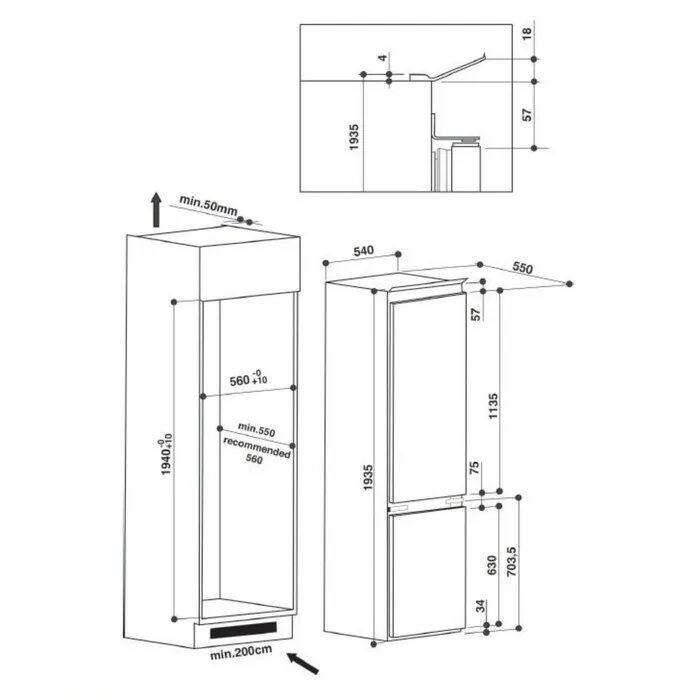 Высота холодильника двухкамерного. Whirlpool Art 9810 схема встраивания. Hotpoint-Ariston BCB 7525 AA. Встраиваемый двухкамерный холодильник Whirlpool Art 9810/a+.