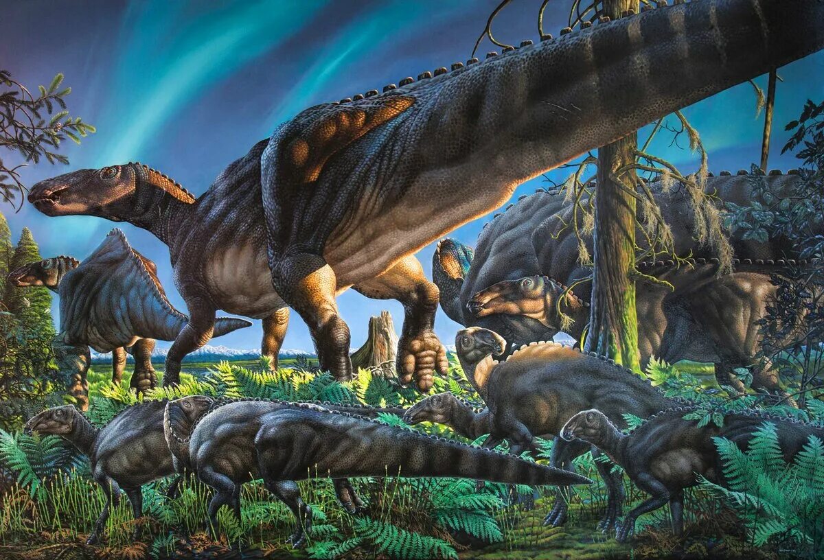 Когда жили динозавры видео. Мезозойская Эра Трицератопс. Гадрозавры мезозоя. Трицератопс Эра. Эдмонтозавр Гадрозавр.