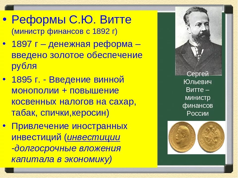 Денежная реформа с. ю. Витте (1895 – 1897 г.г.). Реформа министра финансов с. ю. Витте. Витте министр финансов реформы. Реформы Витте в России 19 века. Результаты политики витте