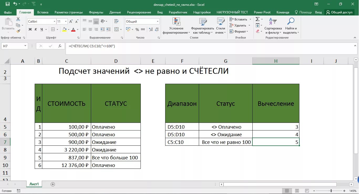 Функция наибольший в экселе
