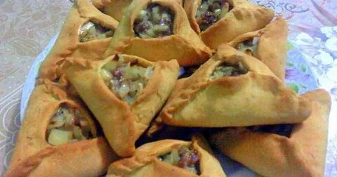 Треугольники картошка с мясом в тесте