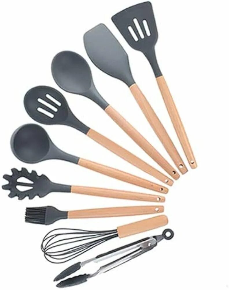 Кухонный инструмент с дырочками. Kitchen Utensils набор лопаток из 11 штук. Набор кухонный силикон. Кухонные принадлежности силиконовые Китчен сет. Набор посуды с деревянной ручкой.