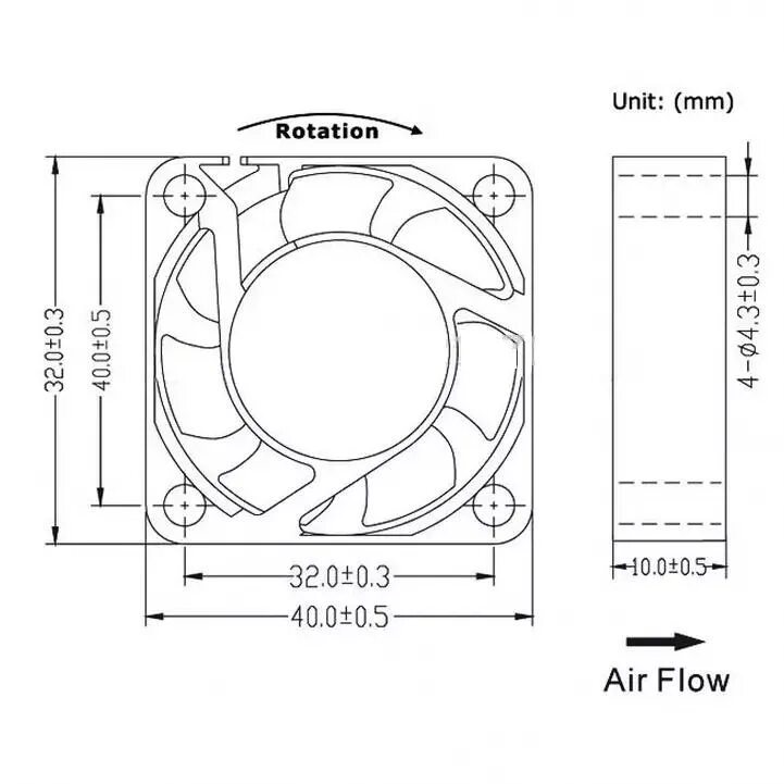 Диаметр кулера. Вентилятор (кулер) 40x40x10 чертеж. Вентилятор 4010 чертеж. Вентилятор 40мм 5в. Gdstime 4010.
