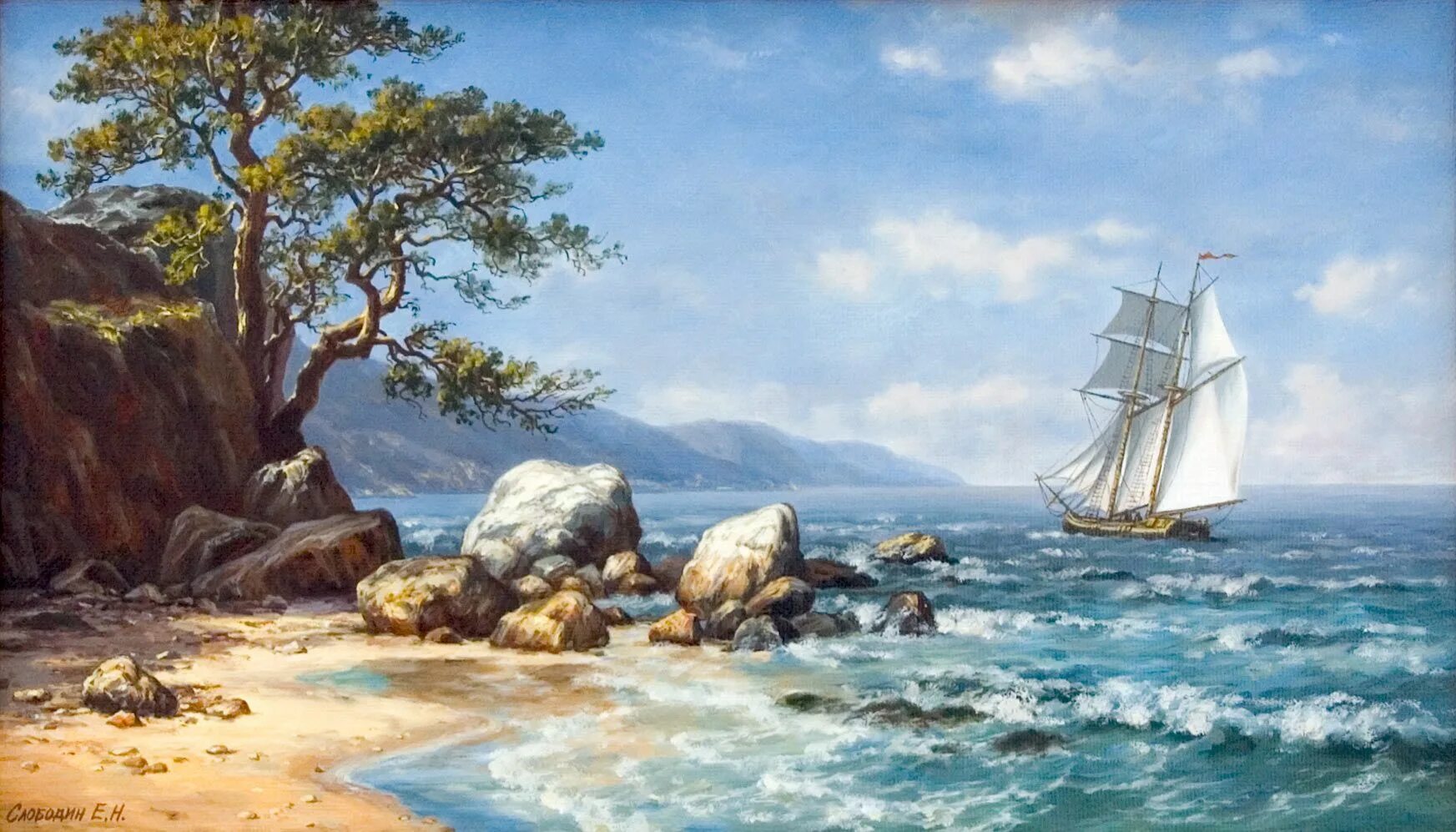 Художник нарисовал деревья море корабли. Оноприенко игорь живопись море. михаил сатаров морские пейзажи. сатаров михаил художник картины парусник.
