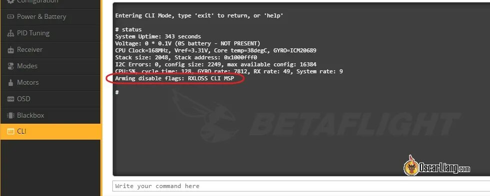 Arming disabled. Arming disabled flags: rx cli. disable arm switch first. arming disabled flags: hwfail thr cli. arming disable flags cal hwfail.