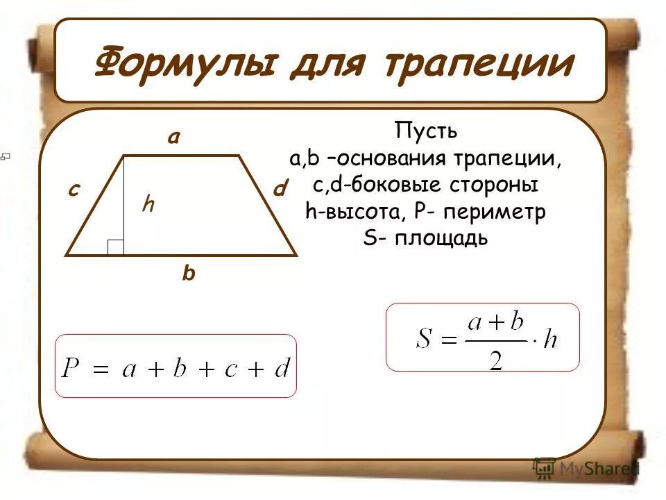 Площадь и периметр трапеции