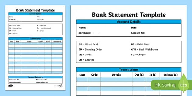 Statement template. Bank statement template. bank statement example. bank details template. bank statement template 2025.