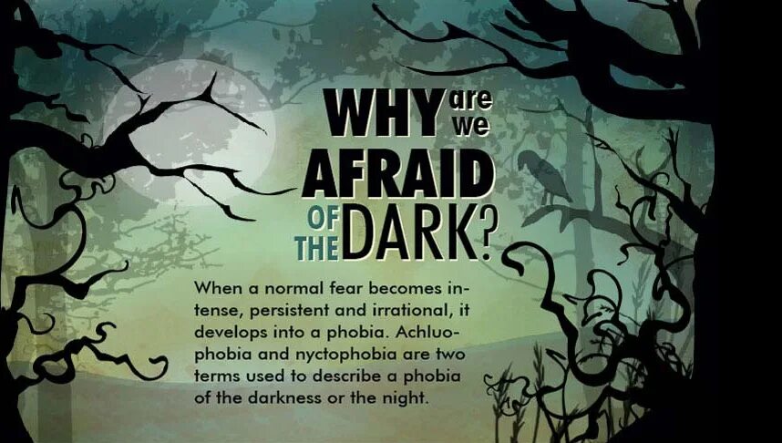 Afraid of something. Fear of the Dark. Are you afraid of the Dark. Be afraid of Dark.