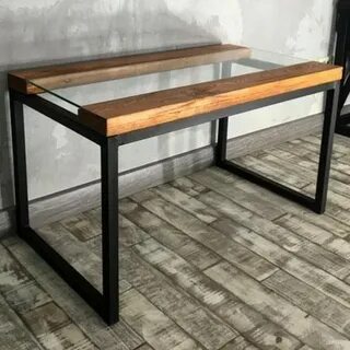 Стол из дерева и металла лофт