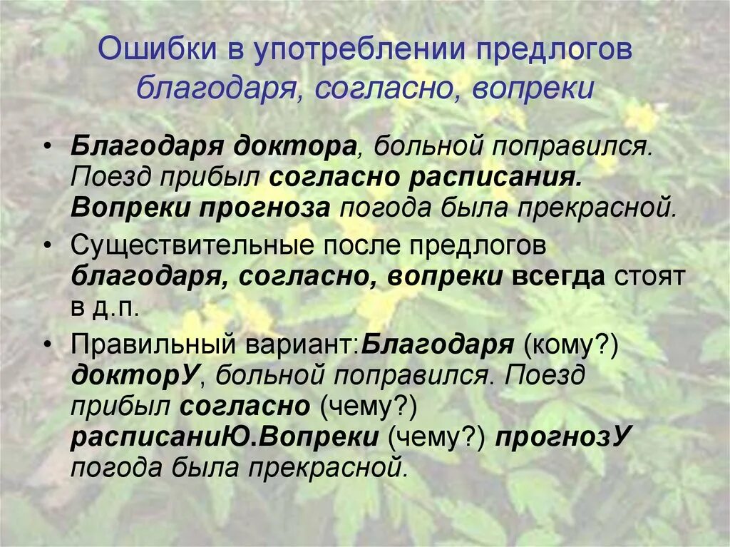 Ошибка в употреблении предлогов благодаря согласно вопреки. Ошибка в употреблении. Употребление предлогов благодаря согласно вопреки. Ошибки в употреблении предлогов.