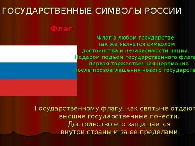 Почести государственным символам россии 4 класс окружающий