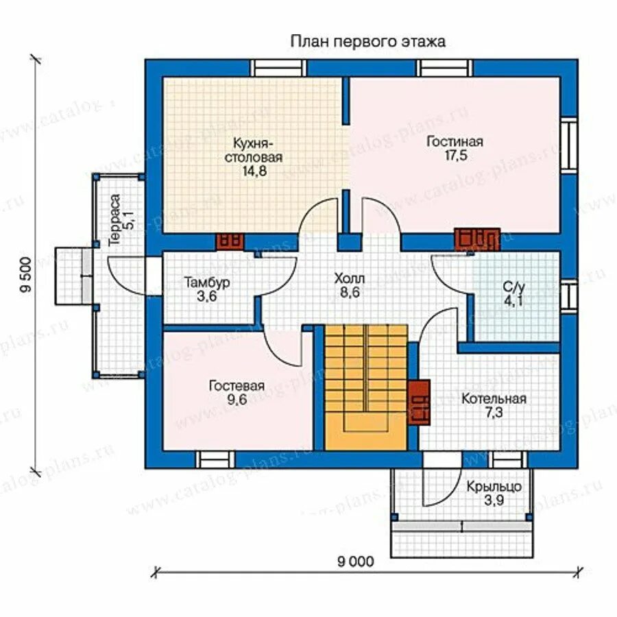 Проекты домов из газобетона двухэтажные чертеж Проект двухэтажного дома из газоблока 10 на 9 площадью 152 м2
