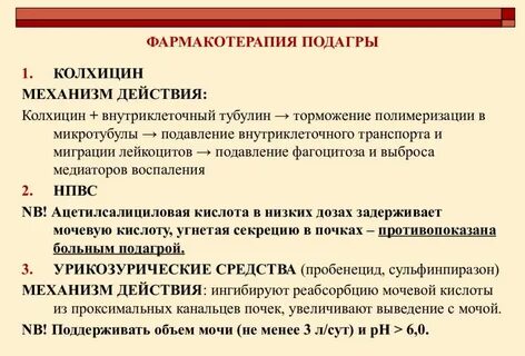 От подагры препараты кислота
