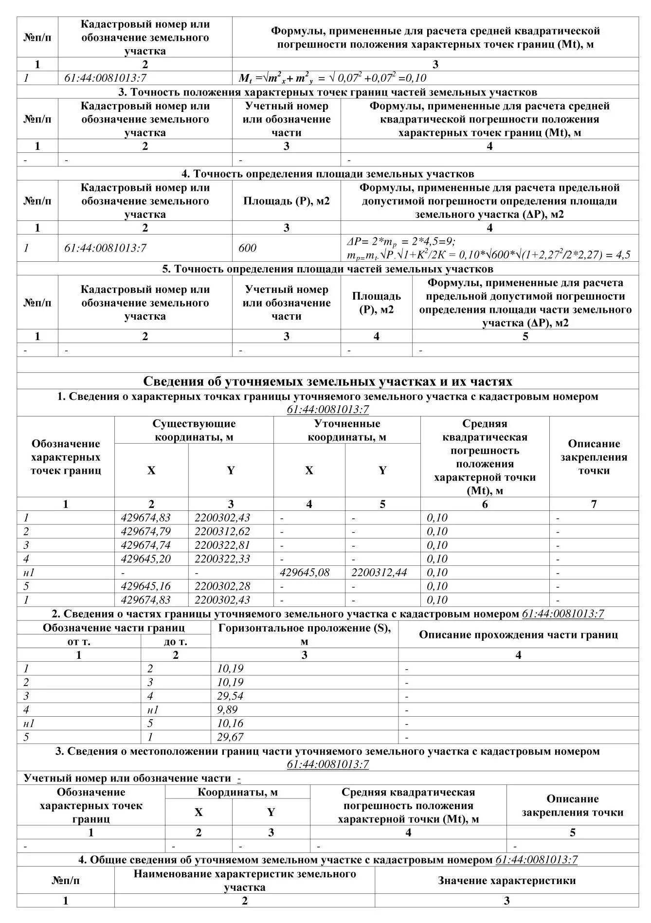 Межевой план уточнение границ земельного участка. Формула определения погрешности площади земельного участка. Межевой план земельного участка с декларированной площадью. Уточнение местоположения границ и площади земельного участка.