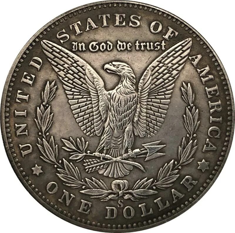 Какие монеты есть в сша. E pluribus unum монета 1881. монета 1 доллар сша. доллар моргана 1895.