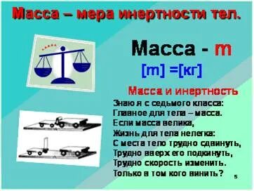 Инерция взаимодействие тел масса тела
