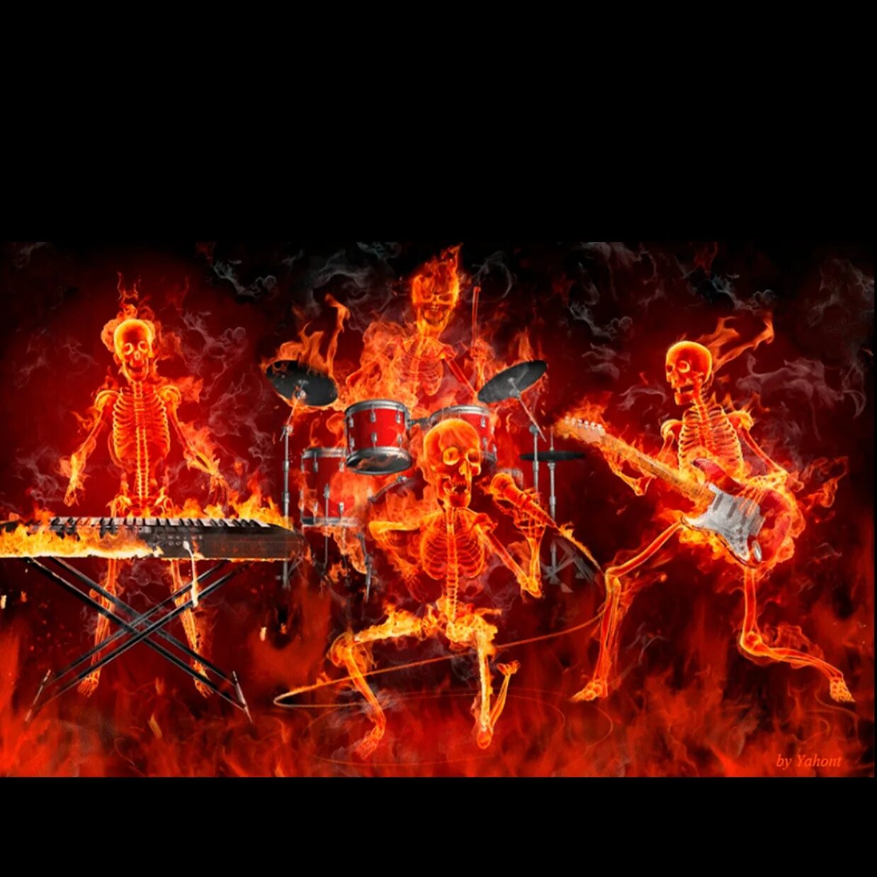 Hell music. Огненный скелет. Скелет с гитарой в огне. Скелет в огне. Огненный череп.