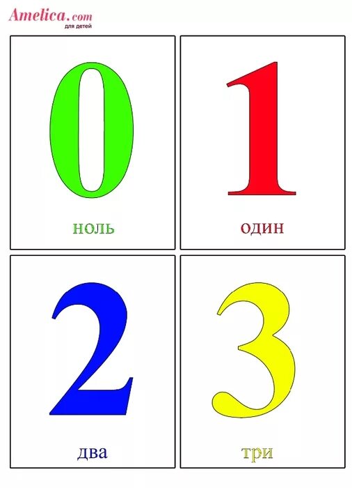 Карточки с цифрами от 0 до 10 для детей - ПринтМания