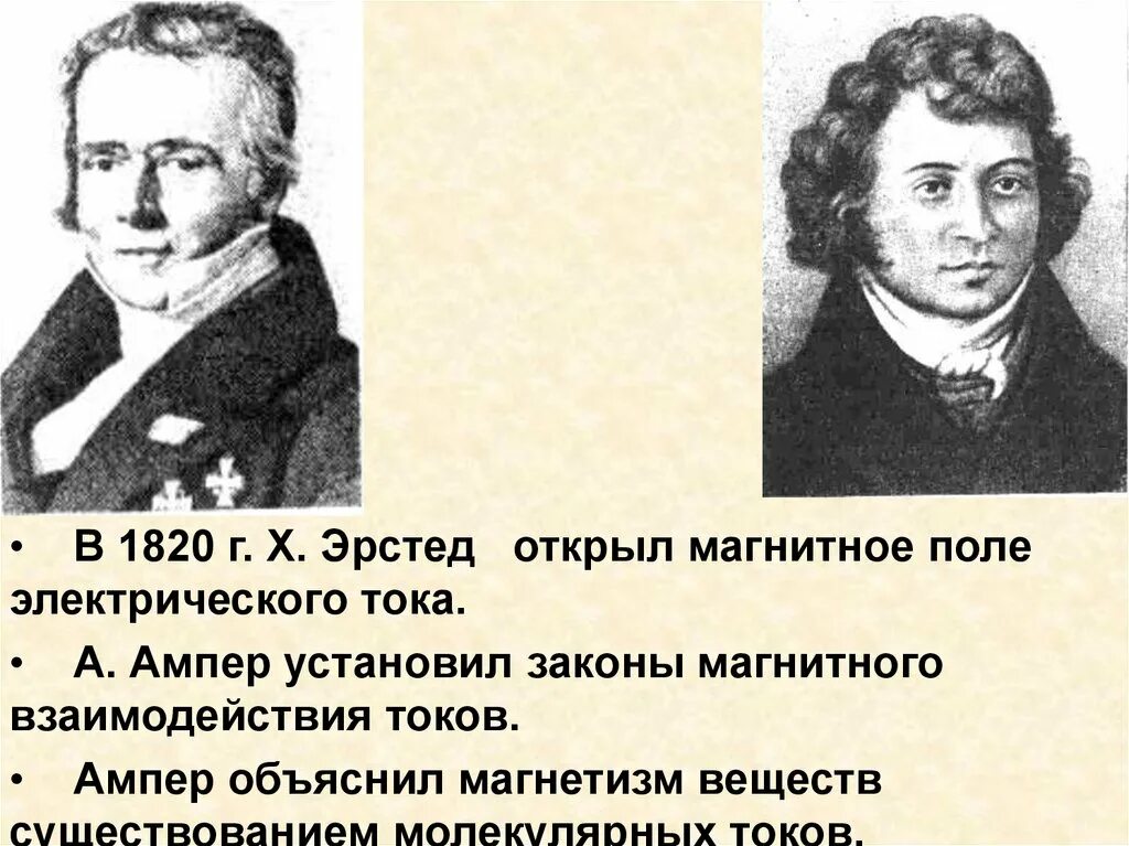 Как можно теперь объяснить молекулярные токи ампера. Эрстед ампер. Эрстед что открыл. В 1820 Х Эрстед. Кто открыл магнитное поле.