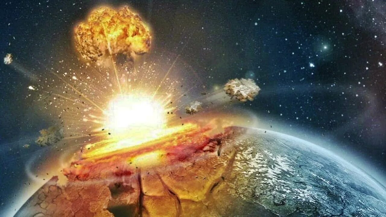 Конец света 21. Космический взрыв. Разрушенная земля. Ядерный взрыв вид из космоса. Столкновение земли.