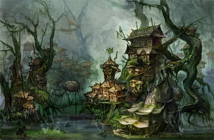 поселение на болоте. город на болоте. поселение на болоте фэнтези. город на болоте фэнтези. заброшенная рыбацкая деревня арт.