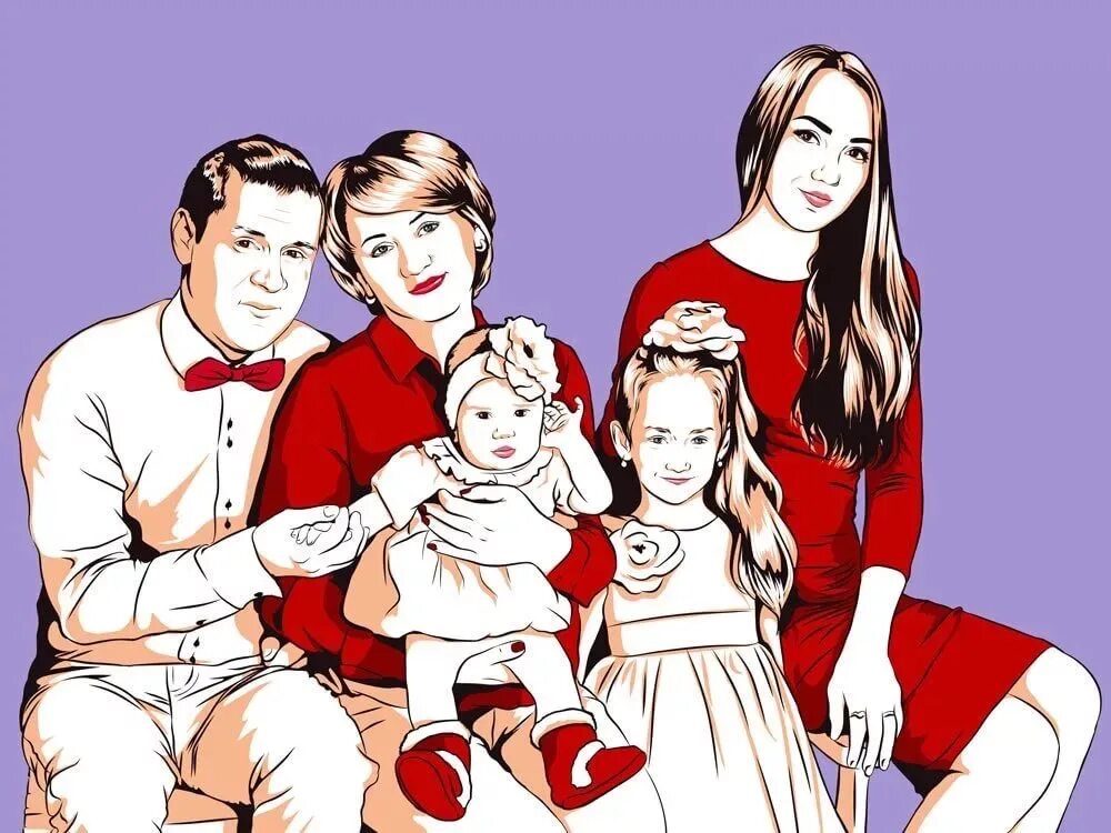 Art be family. Семейный портрет в стиле поп арт. Семейный портрет рисование. Рисунок семьи в стиле. Арт портрет семейный семейный.