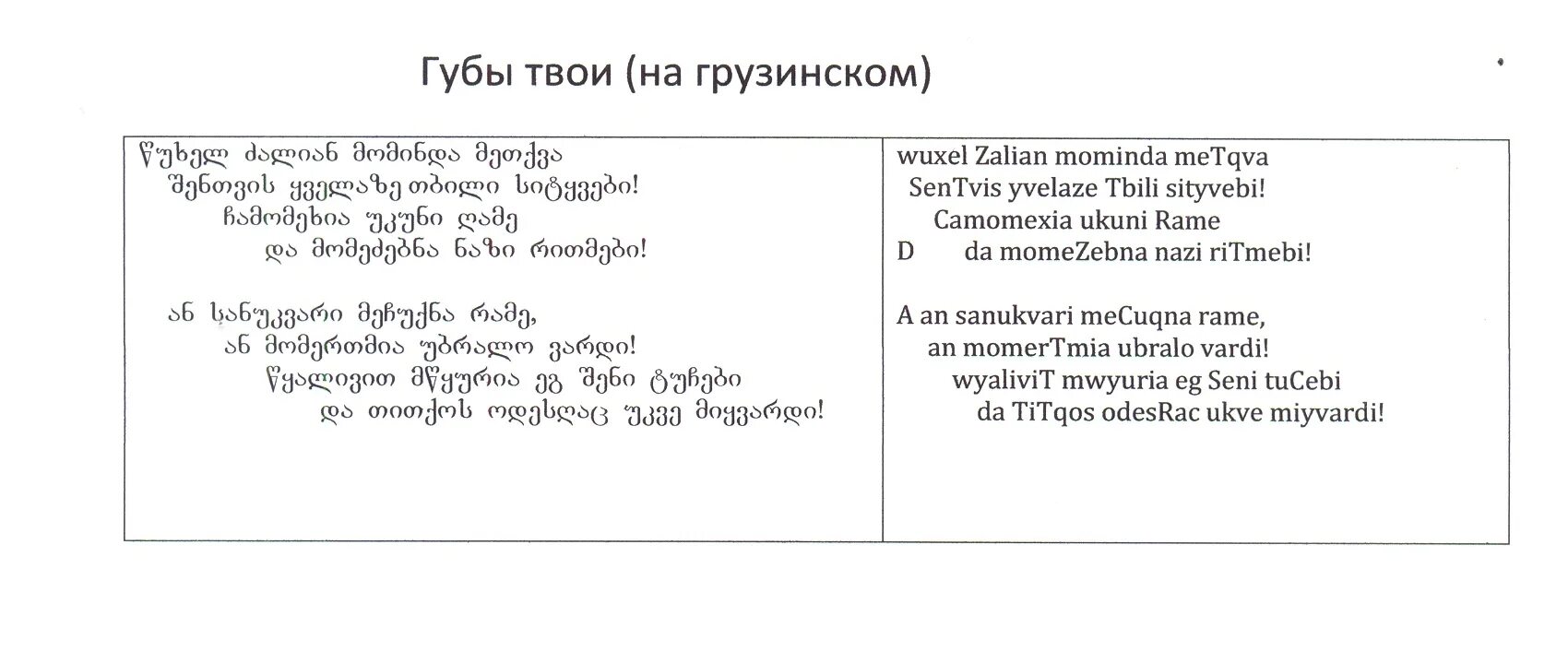 Грузин текст