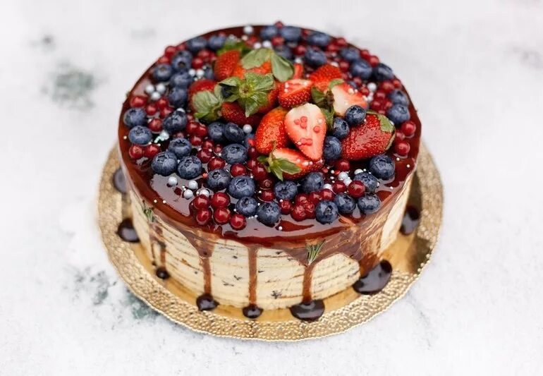 Творожно-сливочный торт с ягодами или фруктами * Бисквитные торты Fresh fruit ca