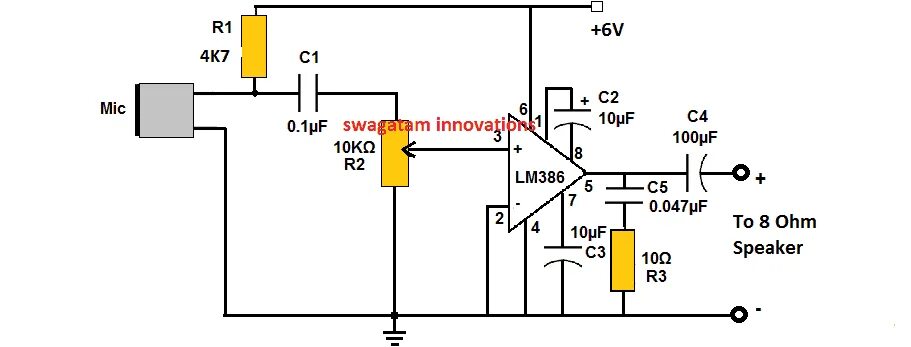 Lm386 микрофонный усилитель схема папа Леша может Очень маленький УНЧ LM 386 работает от 3V