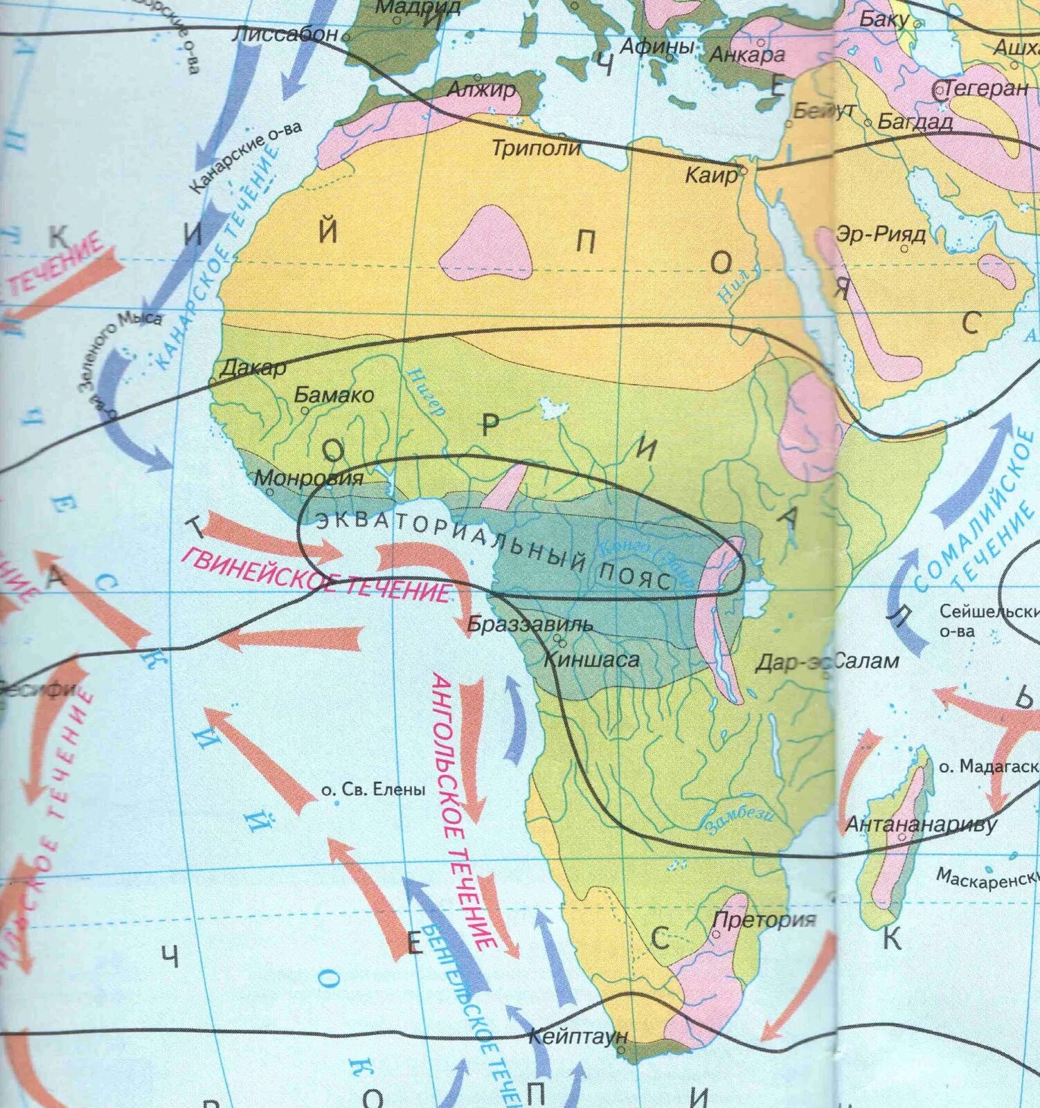 Теплые и холодные течения Африки на контурной карте. Холодные и теплые течения Африки на карте. Холодные и теплые течения Африки. Теплые течения Африки на карте. Направление ветровых течений