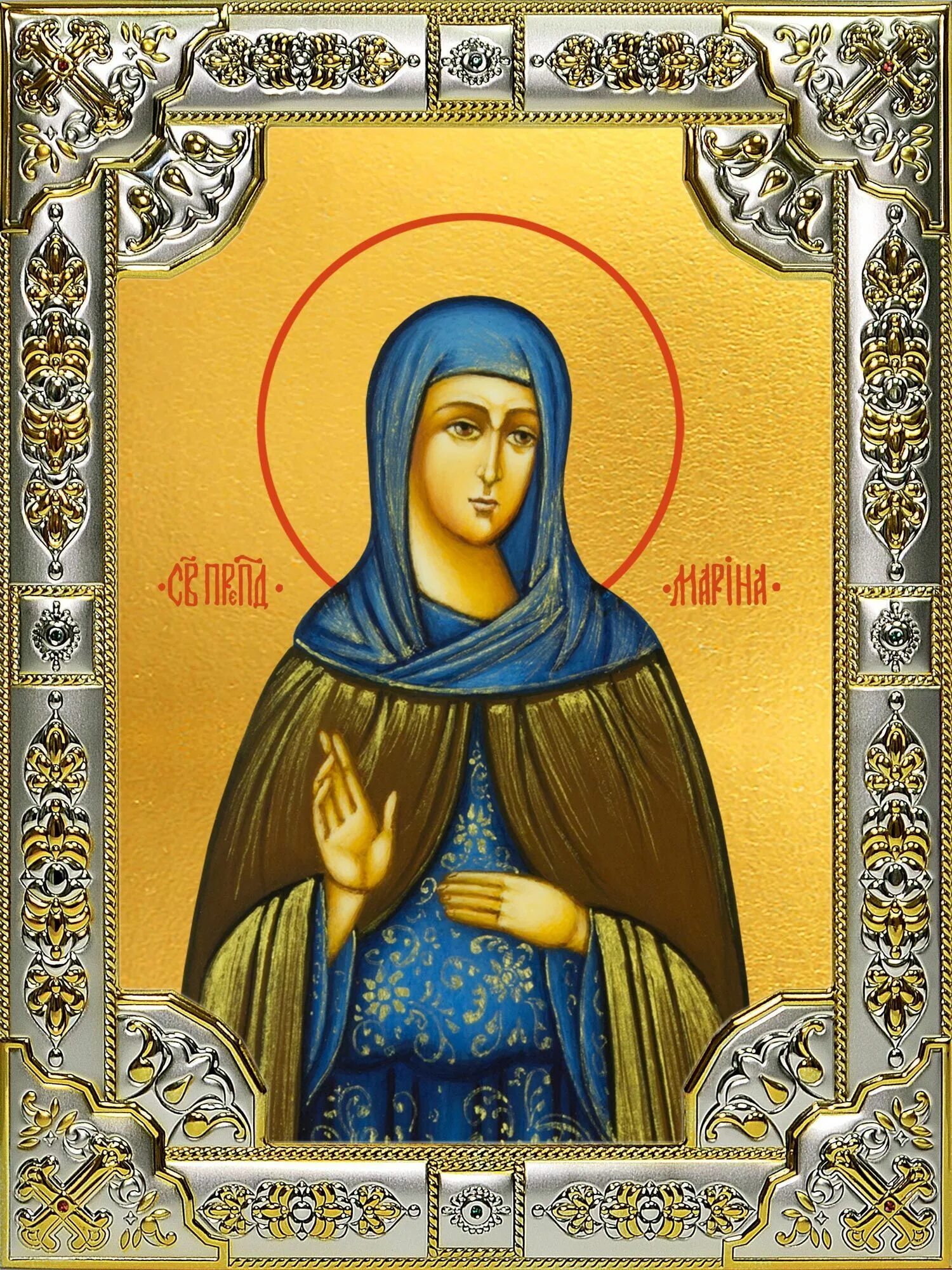Икона Святая Великомученица Марина, бисер натуральные камни гранат купить в Моск