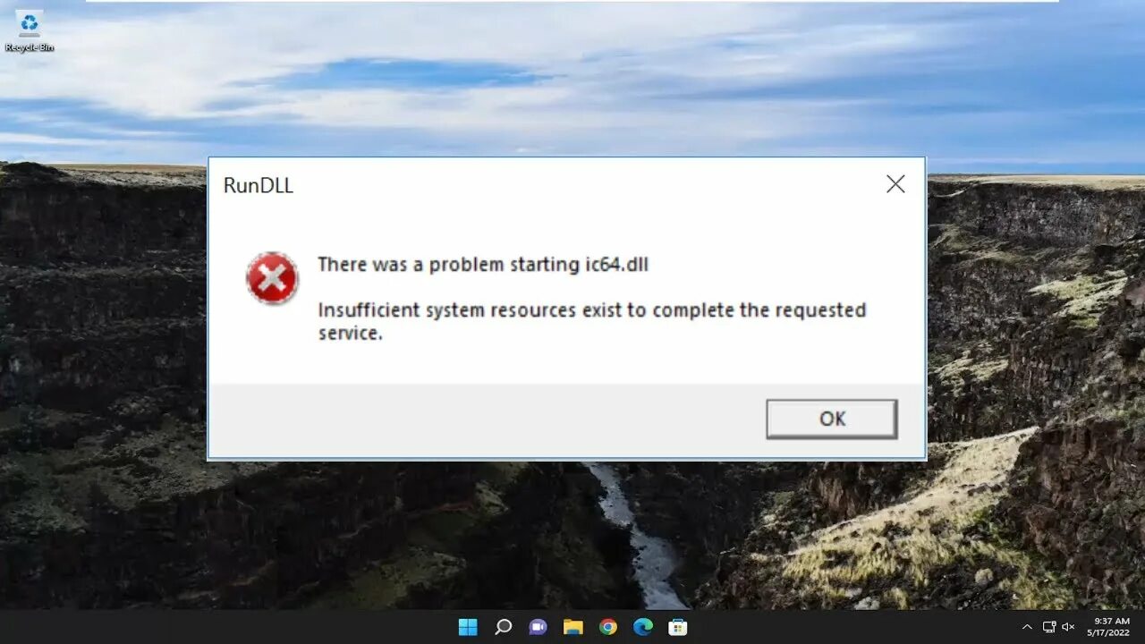 Insufficient system resources