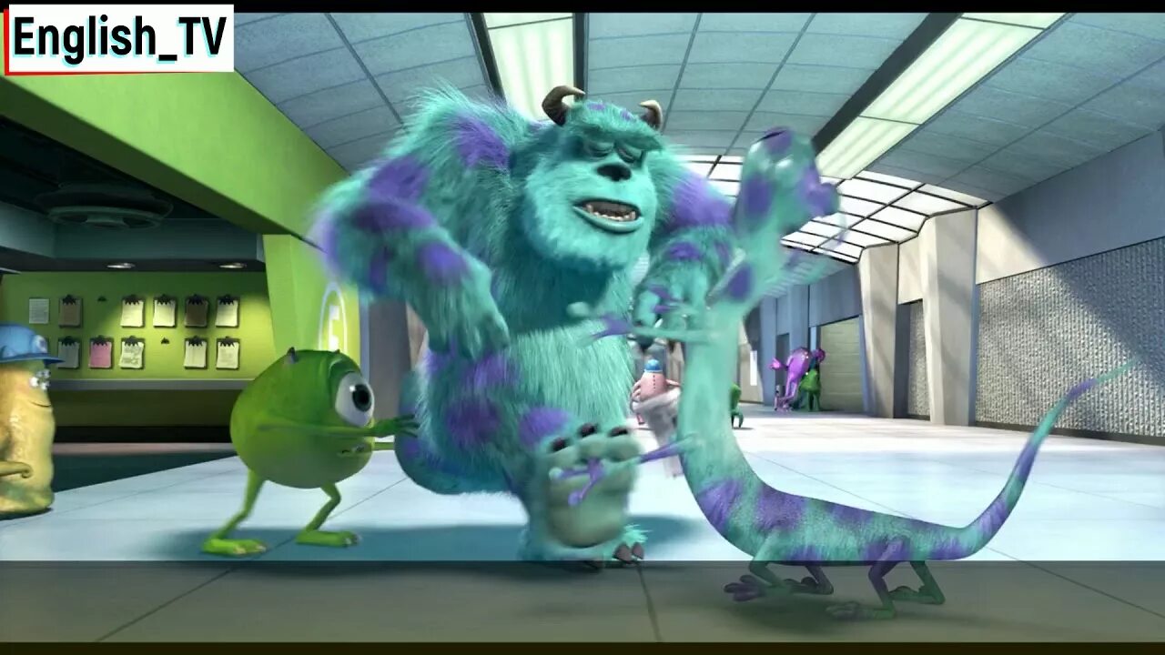 Включи монстр на английском. Monsters Inc 2001. Корпорация монстров Скотт Склизли. Университет монстров Склизли. Университет монстров Скотт.